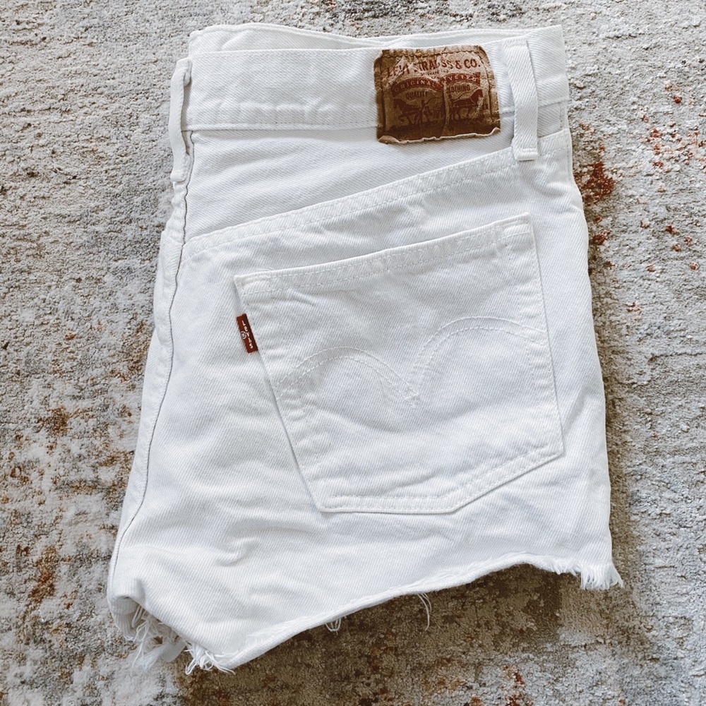 White Levi Shorts